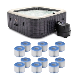 INTEX Purespa Plus Greystone Hot Tub, 94 X 28", W/ S1 Filter Cartridge (12 Pack)