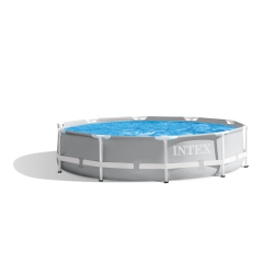 INTEX 10'x30" Prism Metal Frame Round Outdoor Above Ground Swimming Pool, No Pump