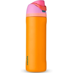 OWALA Freesip 24-OZ Insulated Water Bottle With Straw - Bpa-Free Stainless Steel, Orchid/orange (Tropical)