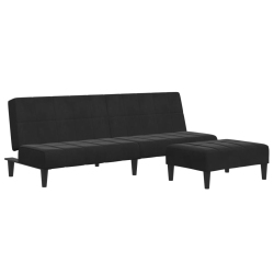 VIDAXL 2-Seater Sofa Bed With Footstool Velvet In Black
