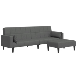 VIDAXL 2-Seater Sofa Bed With Footstool Dark Fabric In Grey