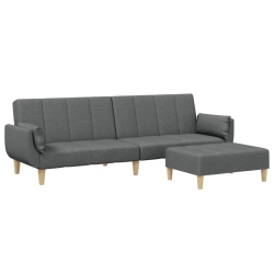 VIDAXL 2-Seater Sofa Bed With Footstool Dark Fabric In Grey