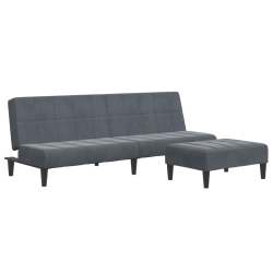 VIDAXL 2-Seater Sofa Bed With Footstool Dark Velvet In Grey