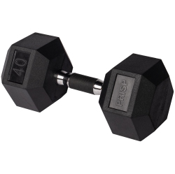 PRISP Rubber Encased Hex Dumbbell - Cast Iron Hand Weight for Home Gym, Exercise And Fitness With Rubber Grip; Sold Individually