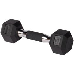 PRISP Rubber Encased Hex Dumbbell - Cast Iron Hand Weight for Home Gym, Exercise And Fitness With Rubber Grip; Sold Individually
