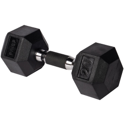 PRISP Rubber Encased Hex Dumbbell - Cast Iron Hand Weight for Home Gym, Exercise And Fitness With Rubber Grip; Sold Individually