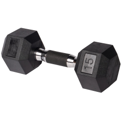 PRISP Rubber Encased Hex Dumbbell - Cast Iron Hand Weight for Home Gym, Exercise And Fitness With Rubber Grip; Sold Individually