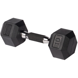 PRISP Rubber Encased Hex Dumbbell - Cast Iron Hand Weight for Home Gym, Exercise And Fitness With Rubber Grip; Sold Individually