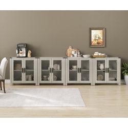 WAMPAT Wamapt 2 Pack Sideboard Buffet Cabinets \w Adjustable Shelf, Wood Kitchen Accent Storage Cabinets, Coffee Bar Table for Dining Room, Living