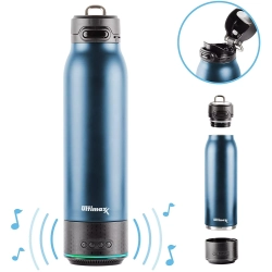 ULTIMAXX Vacuum Insulated Water Flask Bottle W/ Rechargeable Bluetooth Speaker In Navy Blue