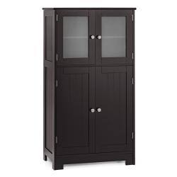 COSTWAY Bathroom Floor Storage Cabinet Kitchen Cupboard W/doors&adjustable Shelf
