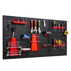 COSTWAY Pegboard Wall Organizer Kit 4 Ft.metal Toolboard W/ 3 Pegboards & 25 Accessories