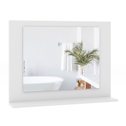 GYMAX Bathroom Mirror W/ Shelf 23.5" X 17.5" Rectangle Wood Frame Vanity Mirror
