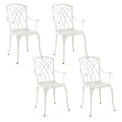 GYMAX Set Of 4 Cast Aluminum Patio Dining Chairs W/ Armrests Patio Bistro Chairs