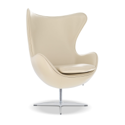 VALENCIA Finola Top Grain Leather Accent Chair, Cream Color