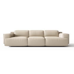 VALENCIA Valentina Leather Three Seats Recliner Sofa In Beige