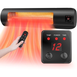 NORDIC HYGGE 1500W Electric Patio Heater With Remote Control And 12H Timer, Ip65 Waterproof, Wall Mounted In Black