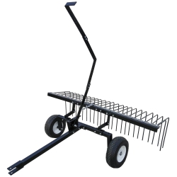 YARD TUFF 60" Pine Straw Atv Tow Behind Steel Landscape Rake W/ Wheels & Handle