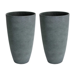 ALGREEN PRODUCTS Algreen Acerra Weather Resistant Composite Tall Vase Planter Pot (2 Pack) In Gray