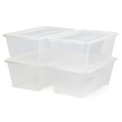 LIFE STORY 6 Quart Rectangular Clear Plastic Lidded Storage Shoe Box, 4 Pack