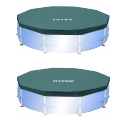 INTEX 10Ft Round Easy Set Outdoor Backyard Swimming Pool Cover (2 Pack) In Blue