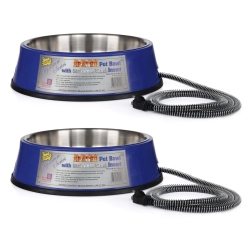 FARM INNOVATORS 3 Quart Heated Pet Bowl With Stainless Steel Insert (2 Pack)