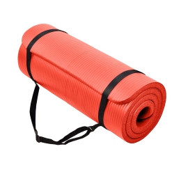 BALANCEFROM FITNESS Gocloud 1" Extra Thick Exercise Mat W/carrying Strap In Red