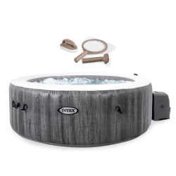INTEX Purespa Plus Greywood Inflatable Hot Tub Bubble Jet Spa With Accessory Kit