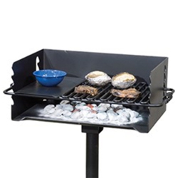 PILOT ROCK Jumbo Park Style Steel Outdoor Bbq Charcoal Grill And Post In Black