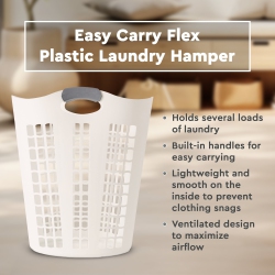 GRACIOUS LIVING Easy Carry Flex 87 L Plastic Laundry Hamper (2 Pack) In White