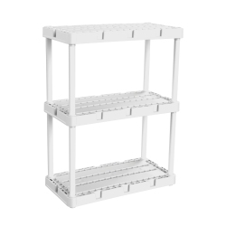 GRACIOUS LIVING 3 Shelf Knect-A-Shelf Fixed Height Light Duty Storage Unit, White