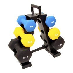 SPORZON! Sporzon Neoprene Coated 3 Pairs Metal Handheld Dumbbell Weight Set W/ Stand