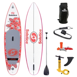 SOLSTICE Watersports Lanai 10 Foot Inflatable Stand-Up Paddle Board Kit In Red