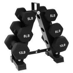 BALANCEFROM FITNESS 50 Pound Neoprene Coated Dumbbell Set With Stand In Black