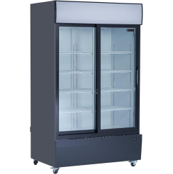 NEW AIR REF New Air Ngr-48-S Commercial 48" Double Glass Door Merchandiser - Ideal for Convenience Stores, Front Of House, Grocery Store, Restaurants