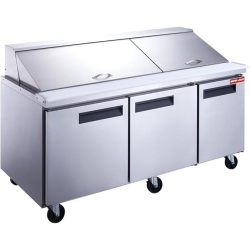 NEW AIR REF New Air Npt-072-Msa Commercial 72" Mega Top Triple Door Salad/sandwich Prep Table - Ideal for Restaurants, Cafeterias & Food Processing