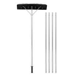 COSTWAY 20Ft Adjustable Snow Roof Rake W/ 25" Spacious Blade 4 Ex Tending Poles
