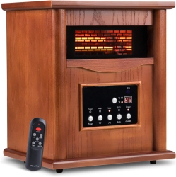 NORDIC HYGGE 1500-Watt Portable Wood Electric Quartz Space Heater With Remote Control Thermostat Energy Efficient for Inside Use
