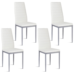 COSTWAY Set Of 4 Pu Leather Dining Side Chairs Elegant Design Home Furniture In White