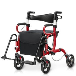 COSTWAY Rollator Walker W/seat Folding Walker W/8-Inch Wheels Supports Up to 350Lbs