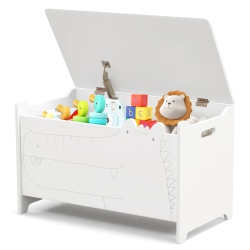 COSTWAY Kids Toy Box Withsafety Hinge Wood Storage Chest Flip-Top Storage Organizer