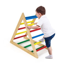COSTWAY Climbing Triangle Ladder, Wooden Triangle Climber, Educational Triangle Climber In Multicolor