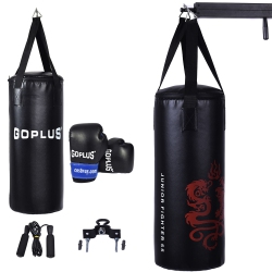 COSTWAY Goplus 2 Ft Kids Punch Bag Boxing Set Kick Ball Gloves Skipping Rope Hook Children Boys