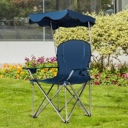COSTWAY Portable Folding Beach Canopy Chair W/ Cup Holders Bag Camping Hiking Outdoor