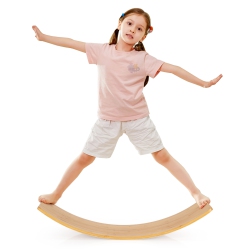COSTWAY Babyjoy Wooden Wobble Balance Board 35.5" Rocker Yoga Curvy Board Toy Kids Adult