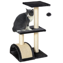 PAWHUT Cat Tree Tower for Indoor Cats, 28 Inches Climbing Activity Center W/ Sisal Scratching Post, Pad, Arc Perch, Hanging Ball, Toy, Grey And