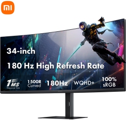 XIAOMI Gaming Monitor 34 Inch Wide Curved Computer Screen: 180Hz, Wqhd, Ultrawide, 1Ms Freesync, 3440 1440