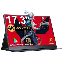 UPERFECT 17.3 Inches Portable 4K Gaming Monitor W/ 100% Adobe RGB Eye-Care Freesync Screen
