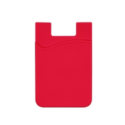 CC Topsave Phone Card Holder Sockets, Silicone Adhesive Stick-On Sleeve Pocket for Smartphones In Red