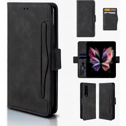 CSMART [Cs] Magnetic Card Slot Leather Folio Wallet Flip Case Cover for Samsung Galaxy Z Fold 6 In Black